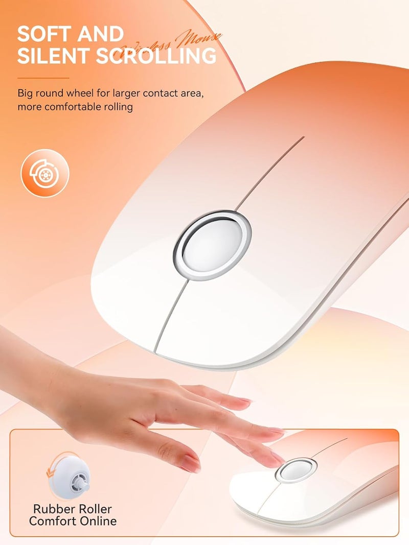 RAPIQUE Bluetooth Wireless Mouse - Dual Connectivity(BT5.1+USB), Ultra Quiet Click & 480-Hour Battery Life,1600 DPI, Portable Cordless Mouse for Mac, MacBook Pro/Air, iPad Pro/Air (Sunrise Orange) - Image 4